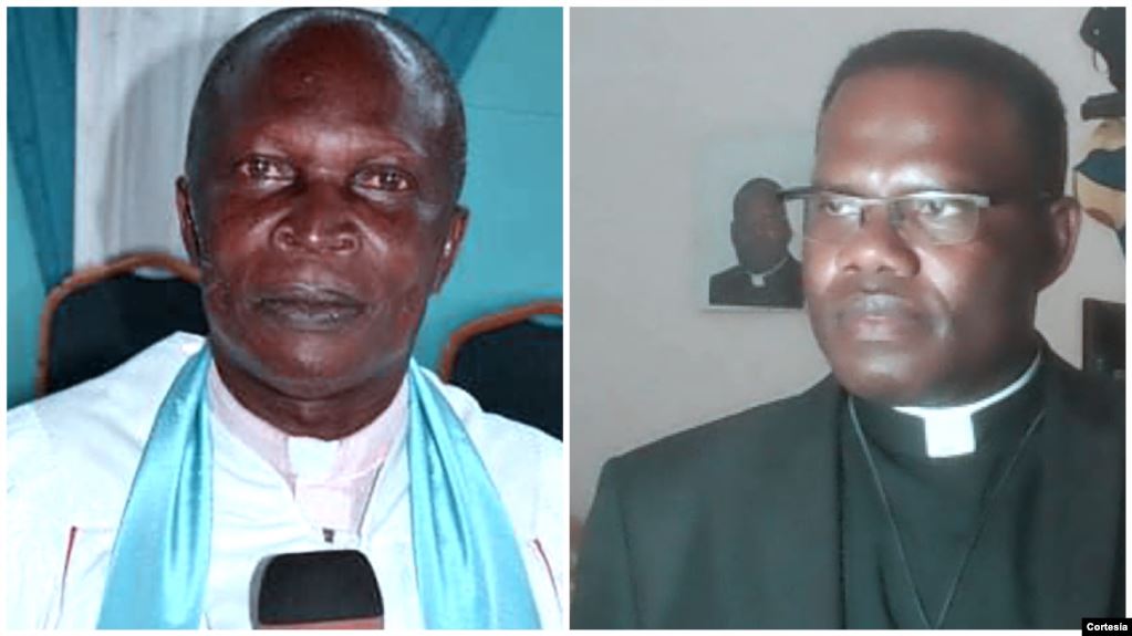 À esquerda, Reverendo Aleluya e Padre Daniel Malamba. foto Voa